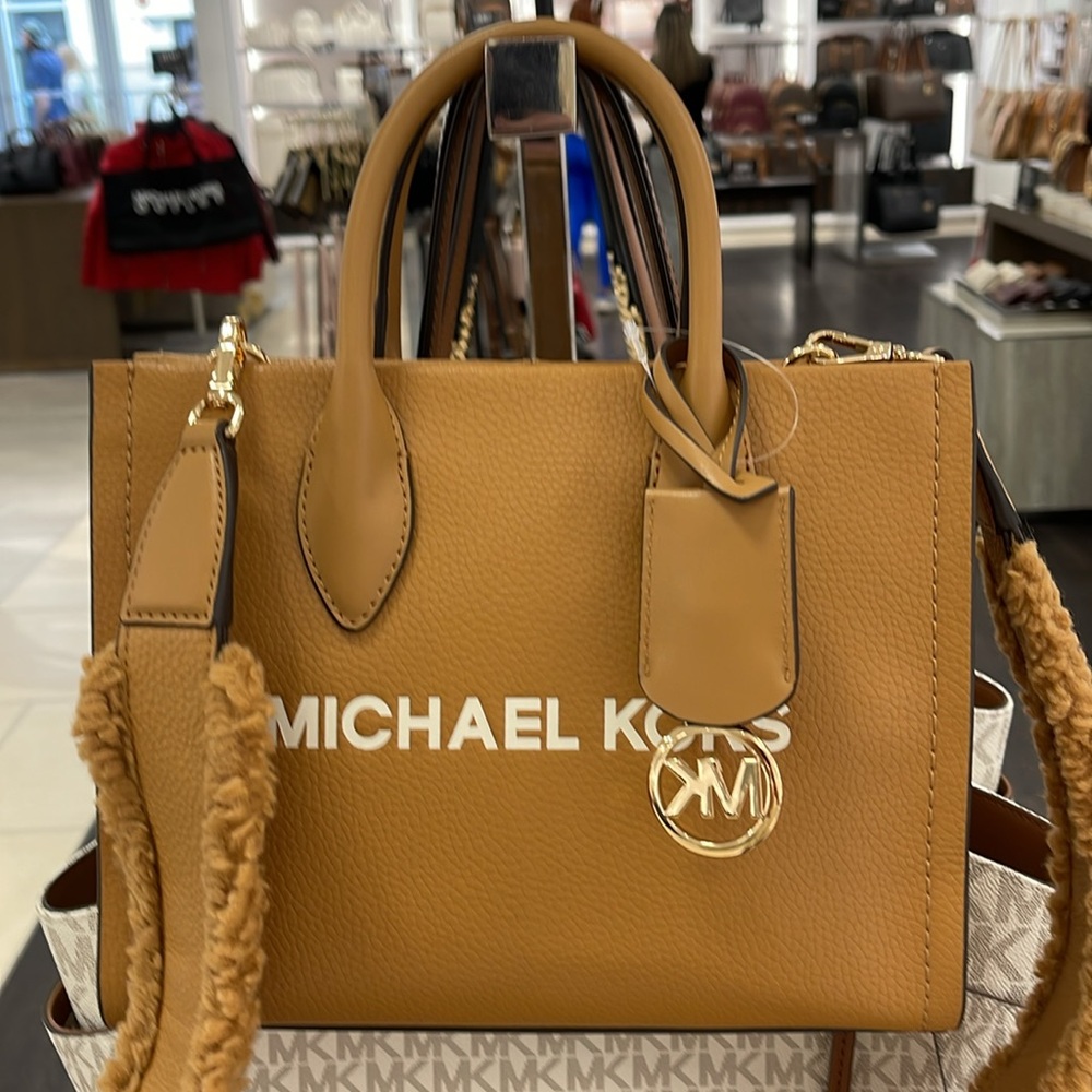 Michael Kors Mirella Small Pebbled Leather Shopper Top Zip Crossbody XBody Bag - Picture 11 of 16